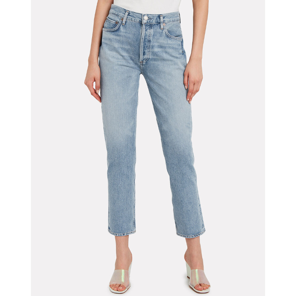 Agolde‎ Remy High-Rise Straight Jeans Slim Button Fly Denim Blue Size 25